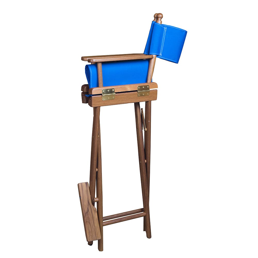 Whitecap Captains Chair w/Blue Seat Covers - Teak [60045] - The Happy Skipper