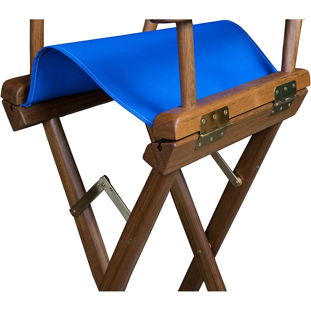 Whitecap Captains Chair w/Blue Seat Covers - Teak [60045] - The Happy Skipper