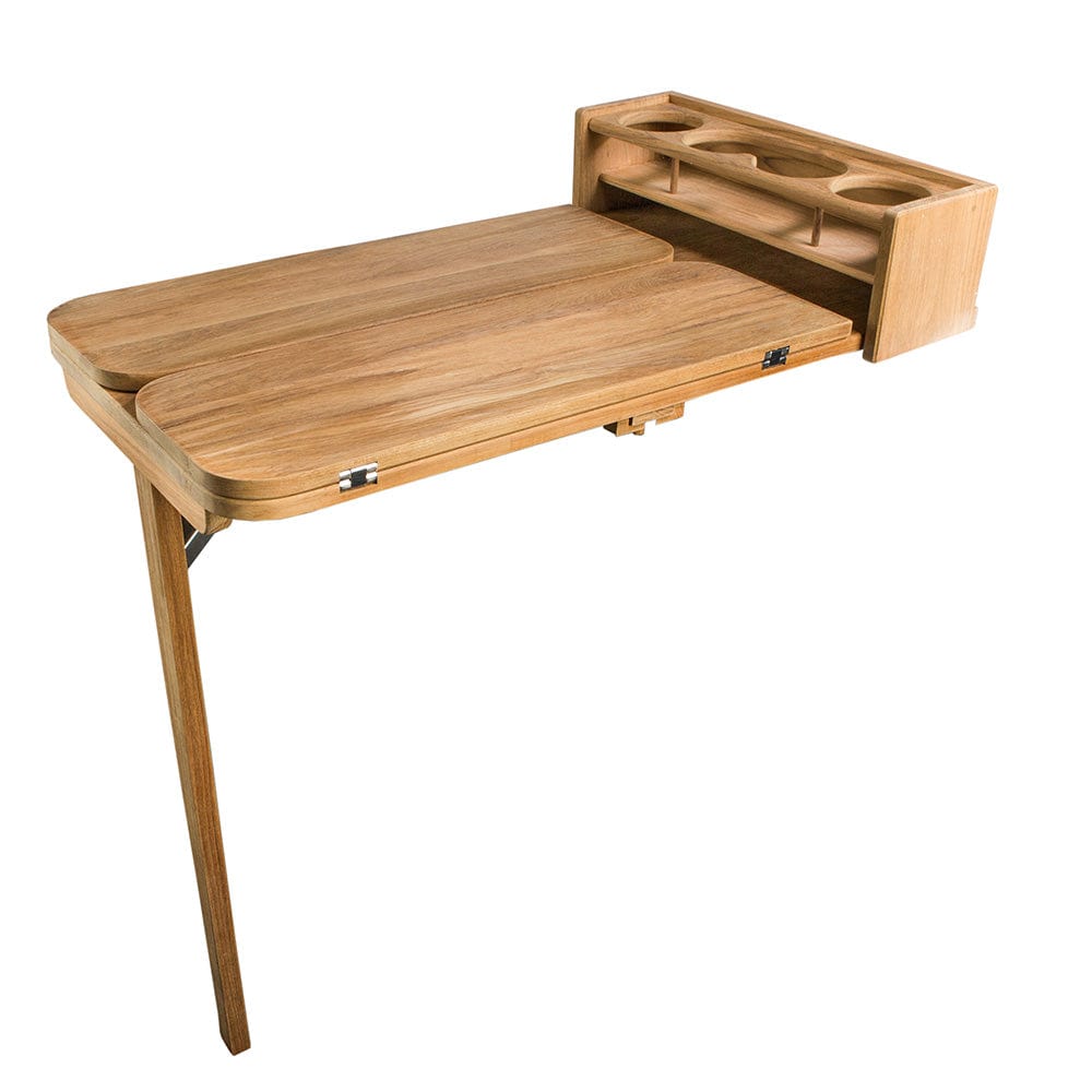 Whitecap Cockpit Table w/Folding Leaves 4 Cupholders - Teak [61392C] - The Happy Skipper