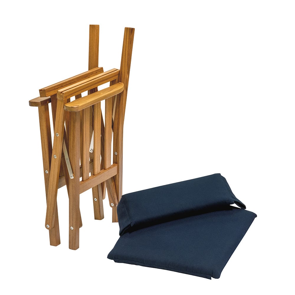 Whitecap Directors Chair II w/Navy Cushion - Teak [61052] - The Happy Skipper