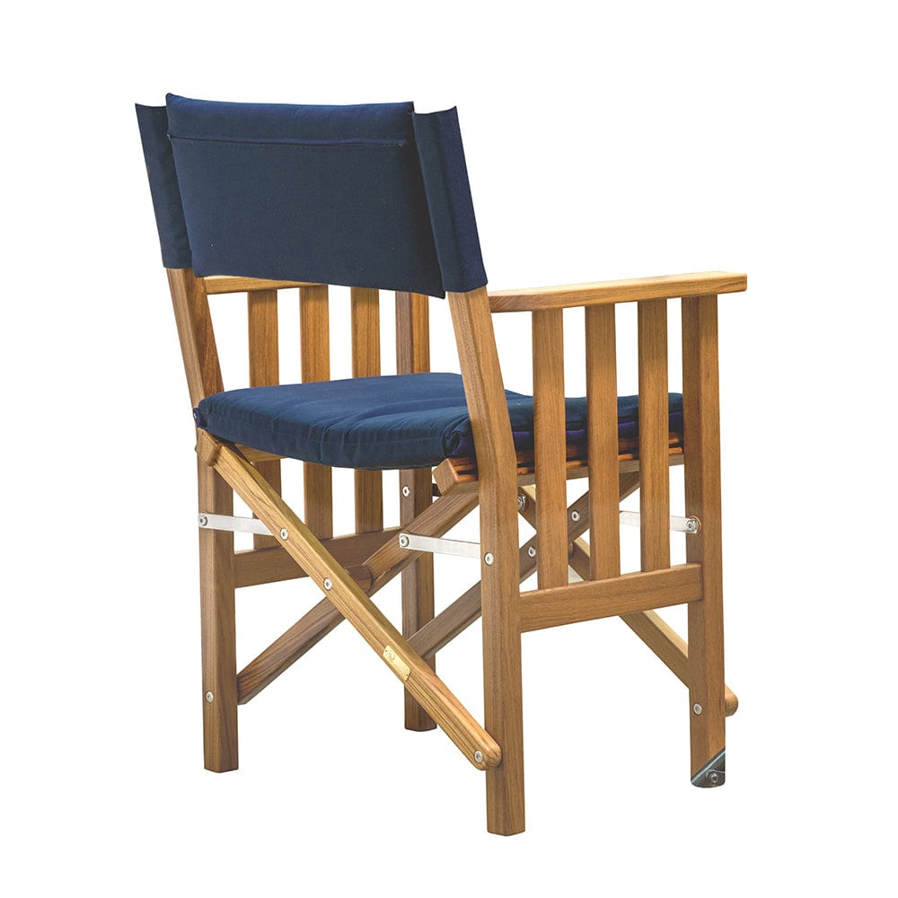 Whitecap Directors Chair II w/Navy Cushion - Teak [61052] - The Happy Skipper