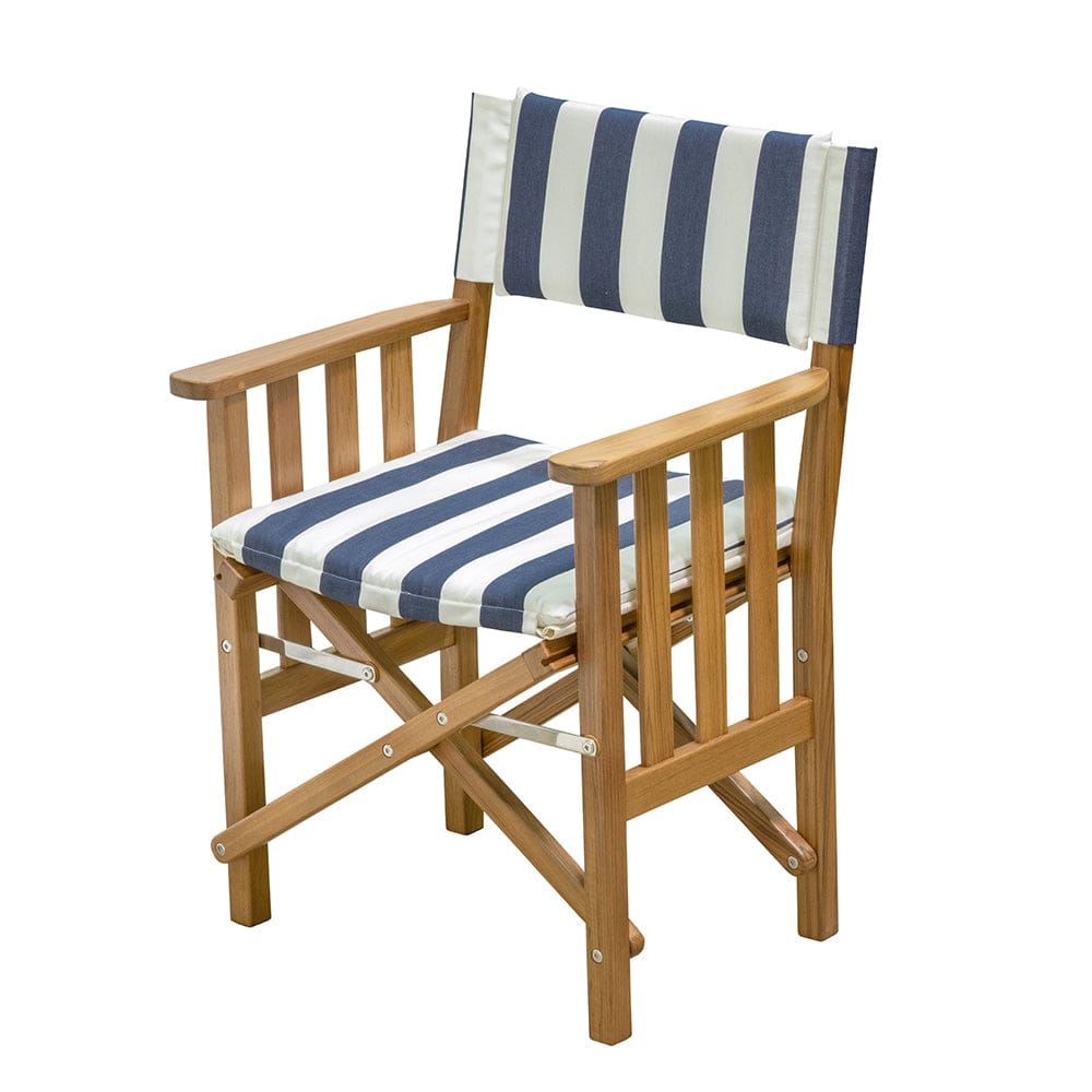 Whitecap Directors Chair II w/Navy White Cushion - Teak [61050] - The Happy Skipper