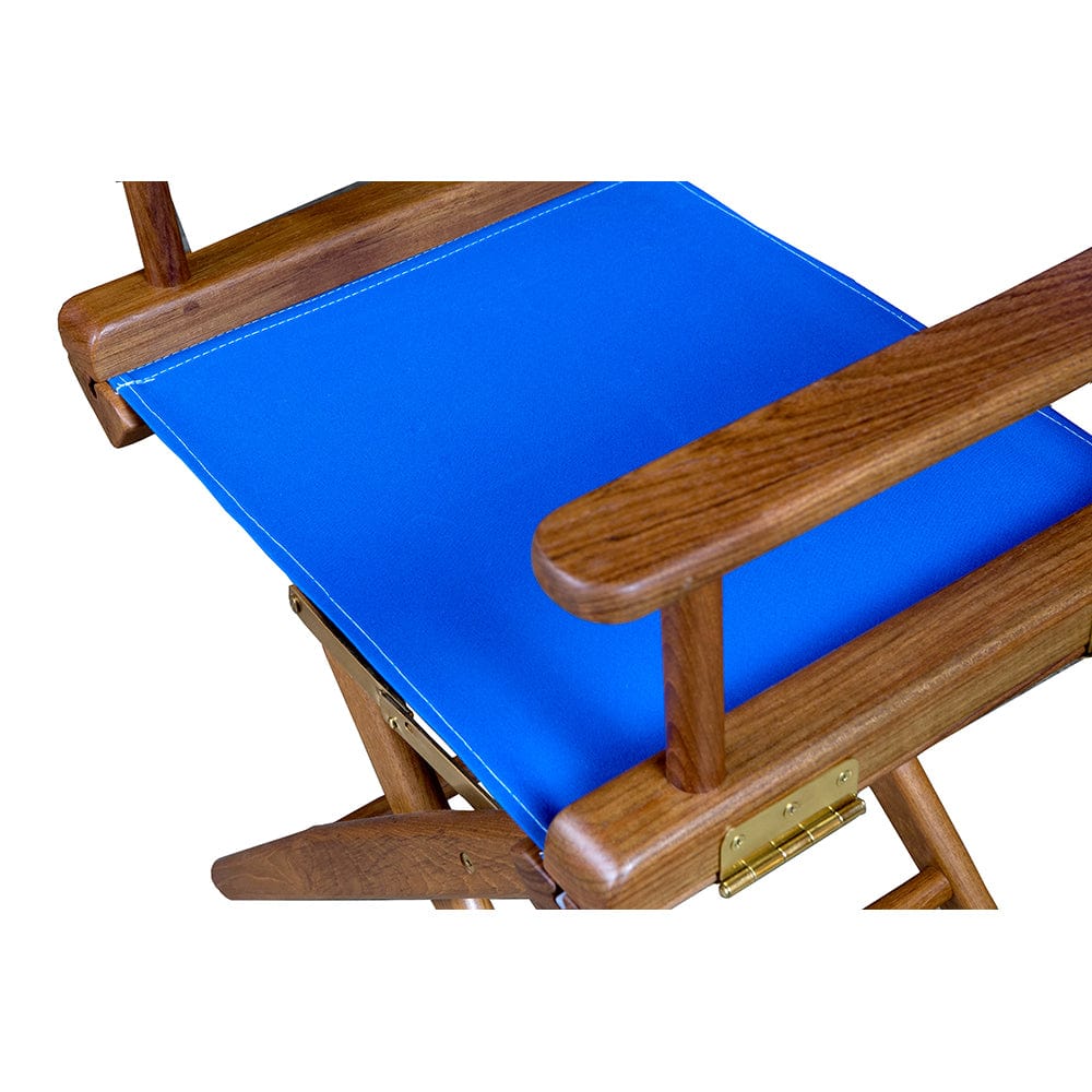 Whitecap Directors Chair w/Blue Seat Covers - Teak [60041] - The Happy Skipper