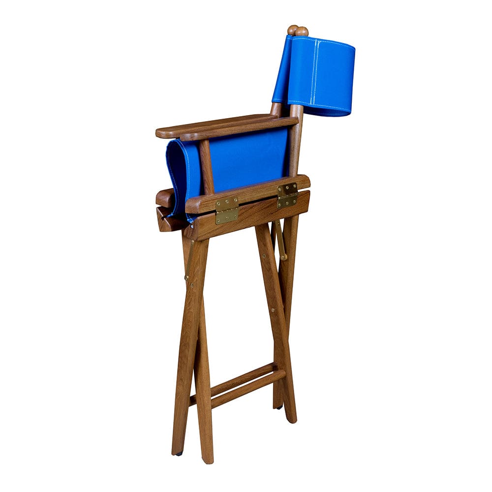 Whitecap Directors Chair w/Blue Seat Covers - Teak [60041] - The Happy Skipper