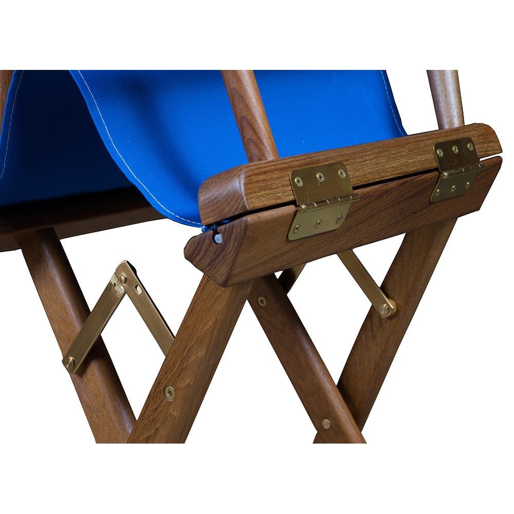 Whitecap Directors Chair w/Blue Seat Covers - Teak [60041] - The Happy Skipper