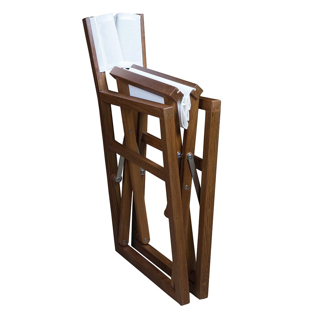 Whitecap Directors Chair w/White Batyline Fabric - Teak [63061] - The Happy Skipper