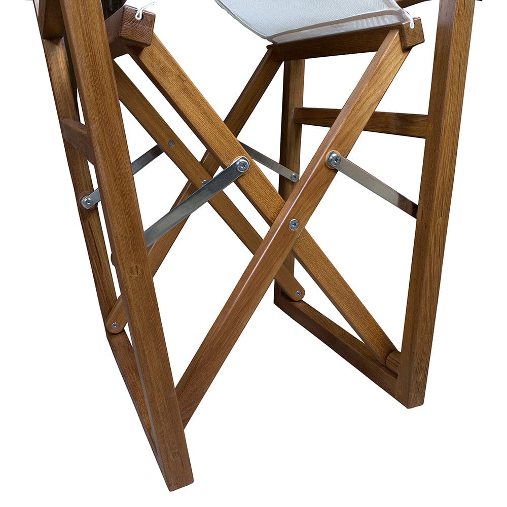 Whitecap Directors Chair w/White Batyline Fabric - Teak [63061] - The Happy Skipper