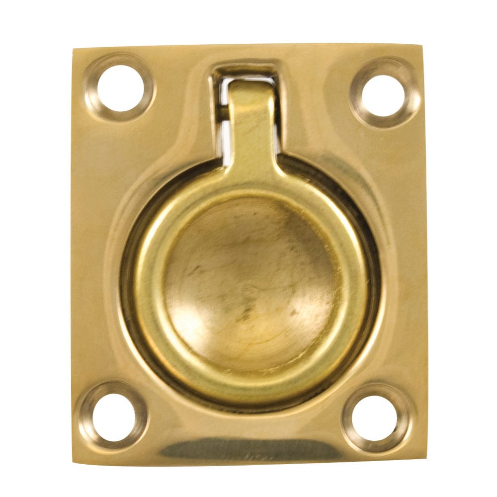 Whitecap Flush Pull Ring - Polished Brass - 1-1/2" x 1-3/4" [S-3360BC] - The Happy Skipper