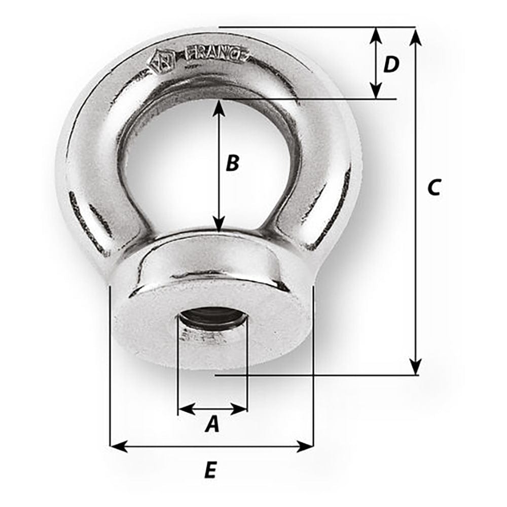 Wichard 10mm Eye Nut - Thread M12 x 175mm [06356] - The Happy Skipper