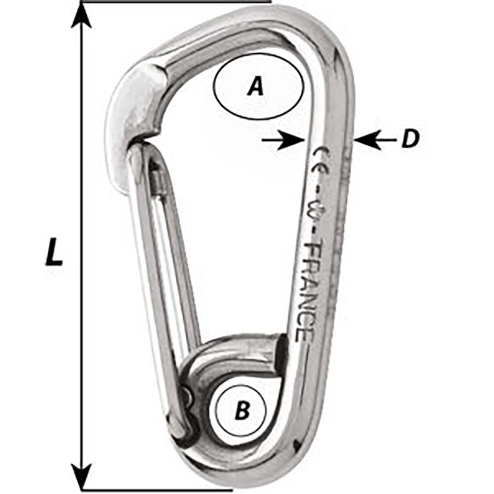 Wichard Asymmetric Carbine Hook - Length 120mm - 15/32" [02327] - The Happy Skipper