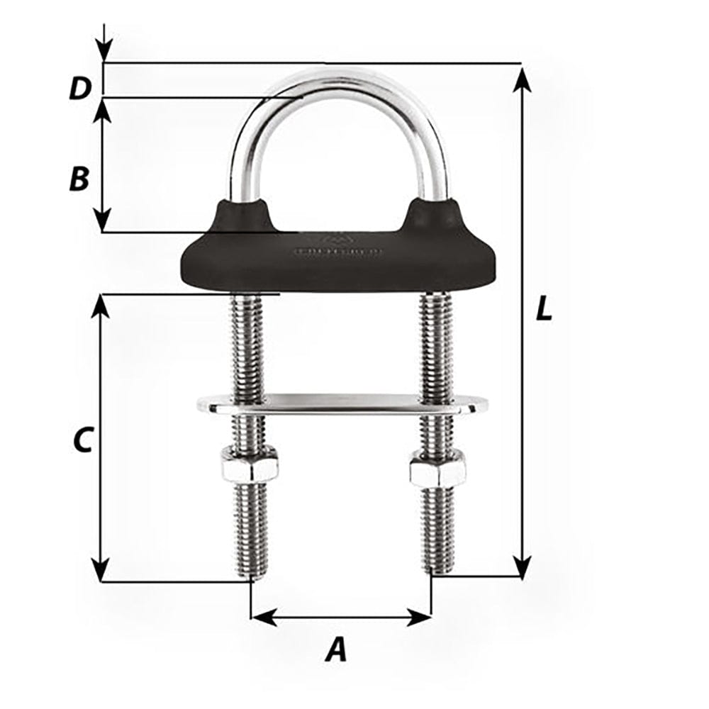 Wichard Black Watertight U-Bolt - 10mm Diameter - 25/64" - 90mm Length - 3-35/64" [65351] - The Happy Skipper