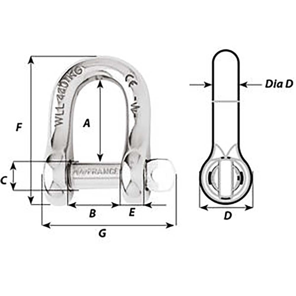 Wichard Captive Pin D Shackle - Diameter 5mm - 3/16" [01402] - The Happy Skipper