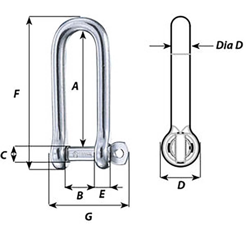 Wichard Captive Pin Long D Shackle - Diameter 5mm - 3/16" [01412] - The Happy Skipper