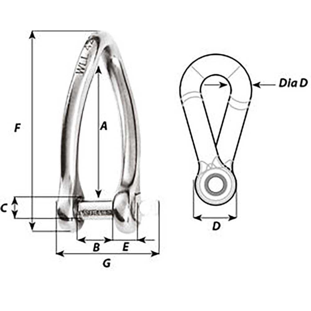 Wichard Captive Pin Twisted Shackle - Diameter 5mm - 3/16" [01422] - The Happy Skipper