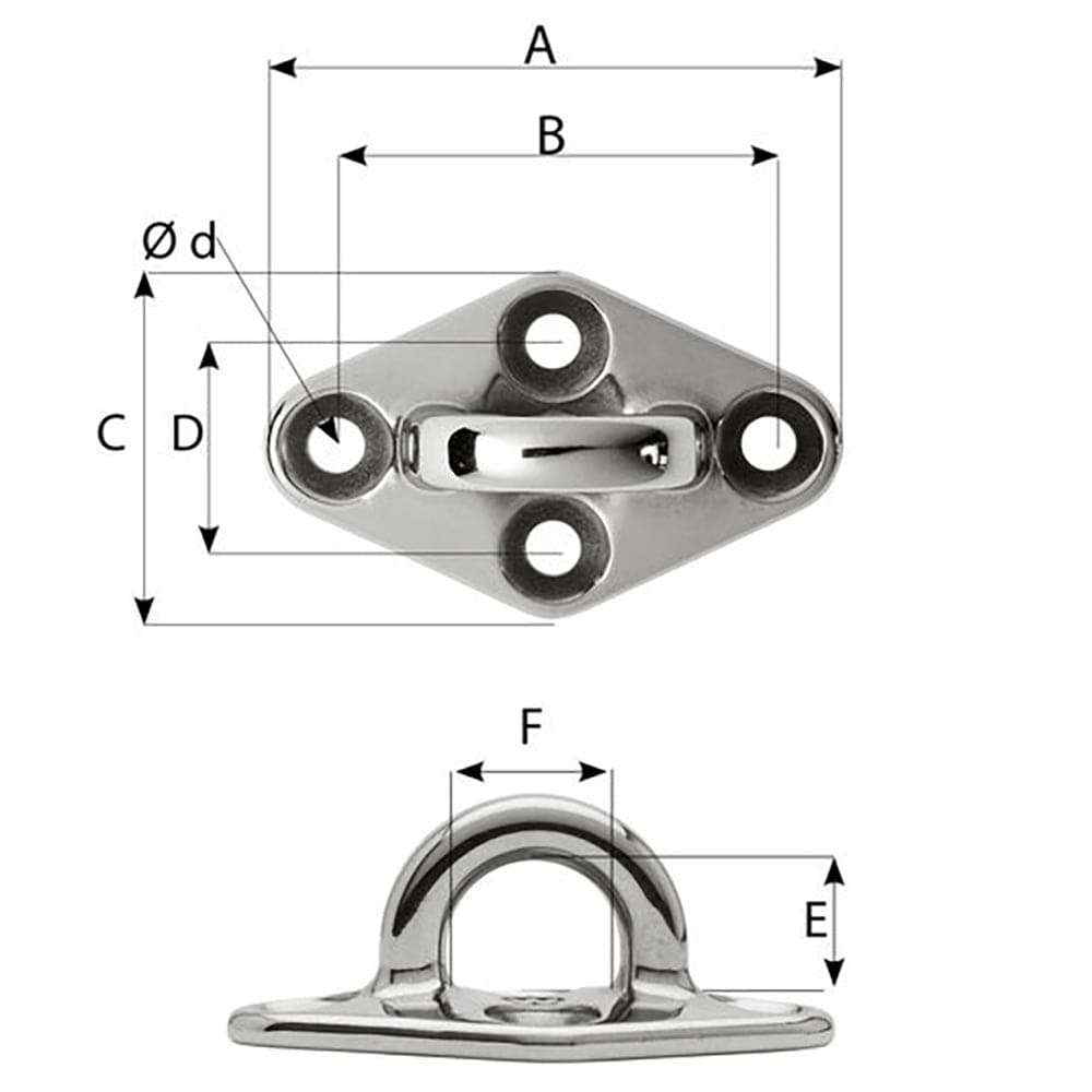 Wichard Diamond Pad Eye - Round - 79mm Length (3-7/64") - M6 Screw [6645] - The Happy Skipper