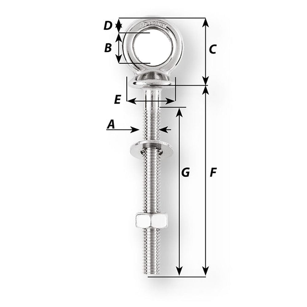 Wichard Eye Bolt - Diameter 15/32" - Length 1-9/16" [06490] - The Happy Skipper