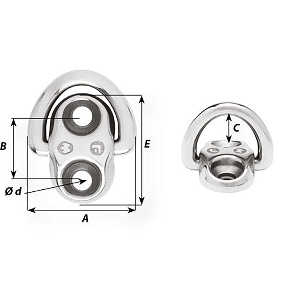 Wichard Folding Pad Eye - 6mm Diameter (15/64") - 2 Fixed Holes [6684] - The Happy Skipper