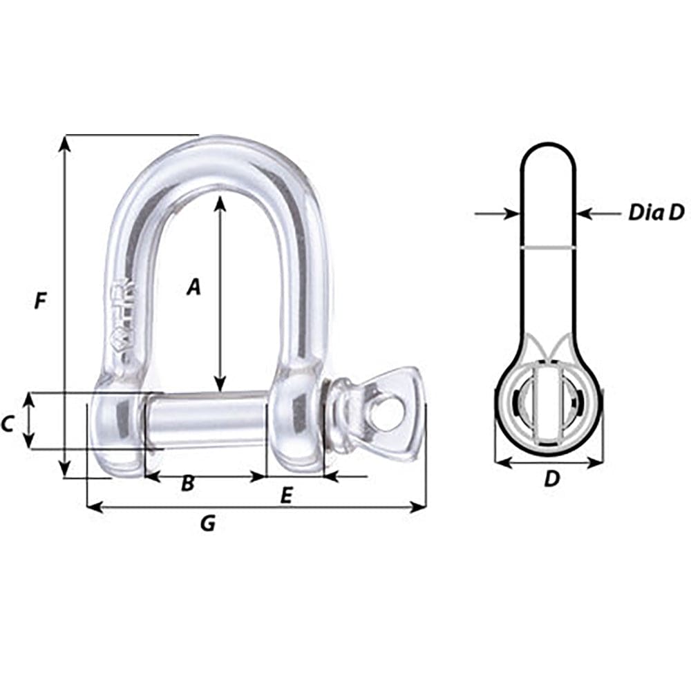 Wichard HR D Shackle - 14mm Diameter - 35/64" [11207] - The Happy Skipper