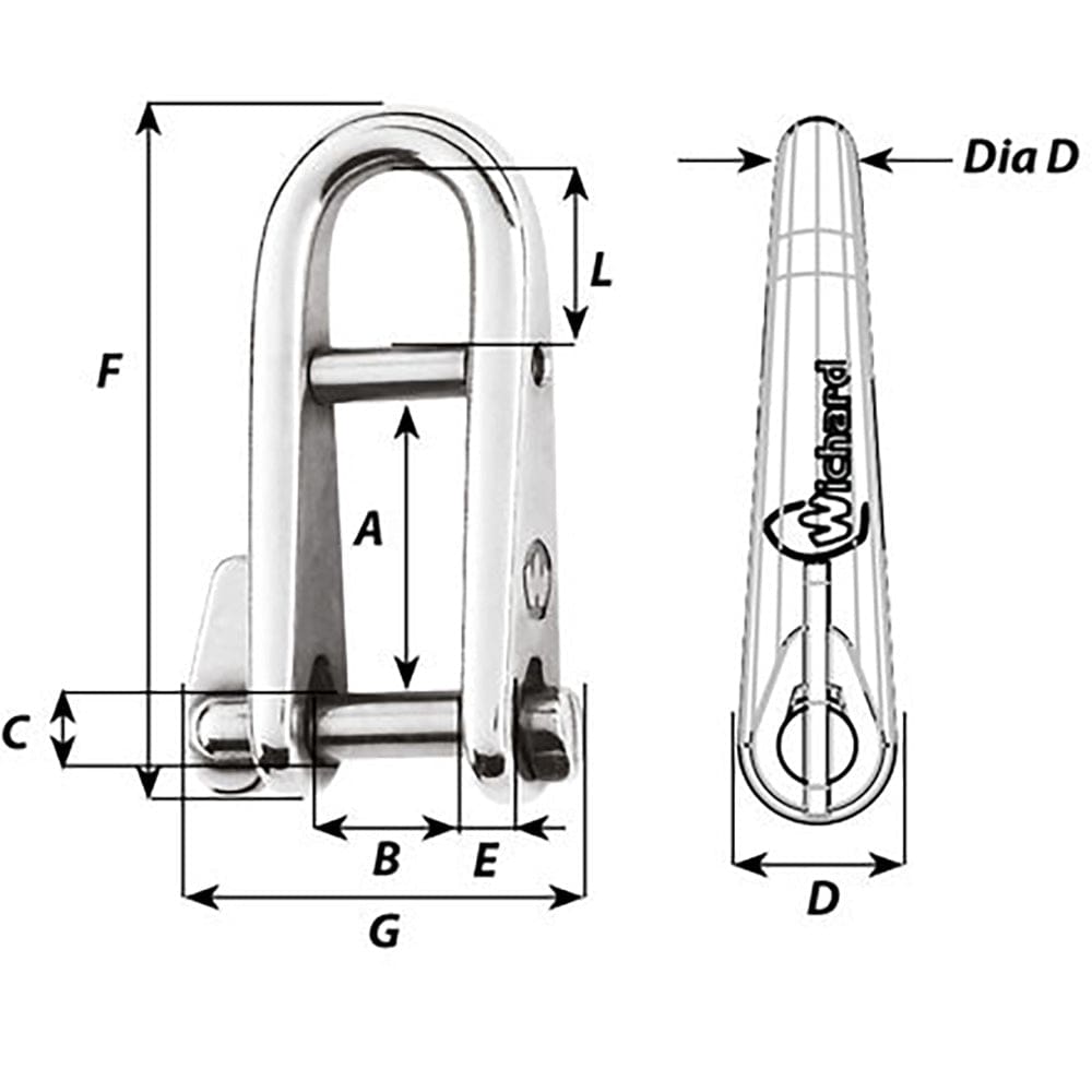 Wichard HR Key Pin Shackle With Bar - 5mm Pin Diameter [91432] - The Happy Skipper