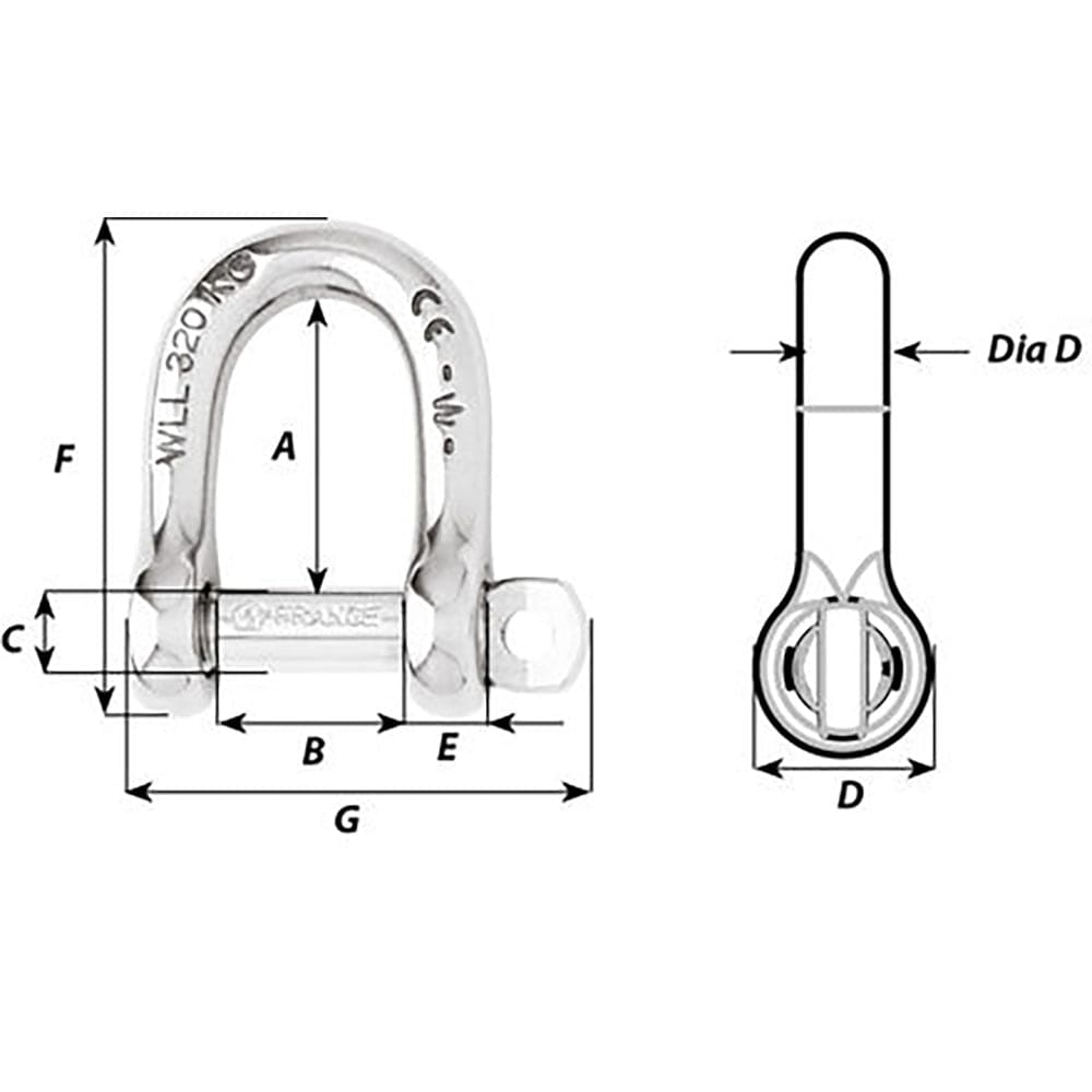 Wichard Not Self-Locking D Shackle - 14mm Diameter - 9/16" [01207] - The Happy Skipper