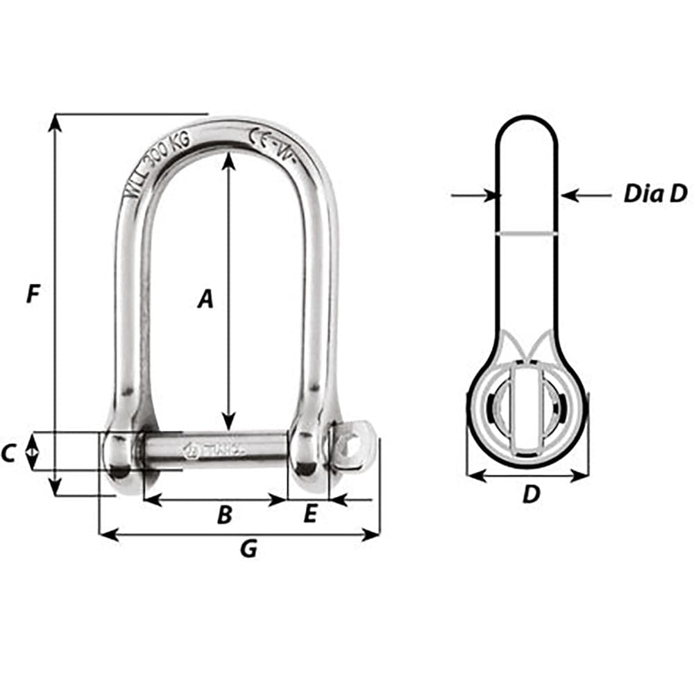 Wichard Self-Locking Large Opening Shackle - 10mm Diameter - 13/32" [01265] - The Happy Skipper