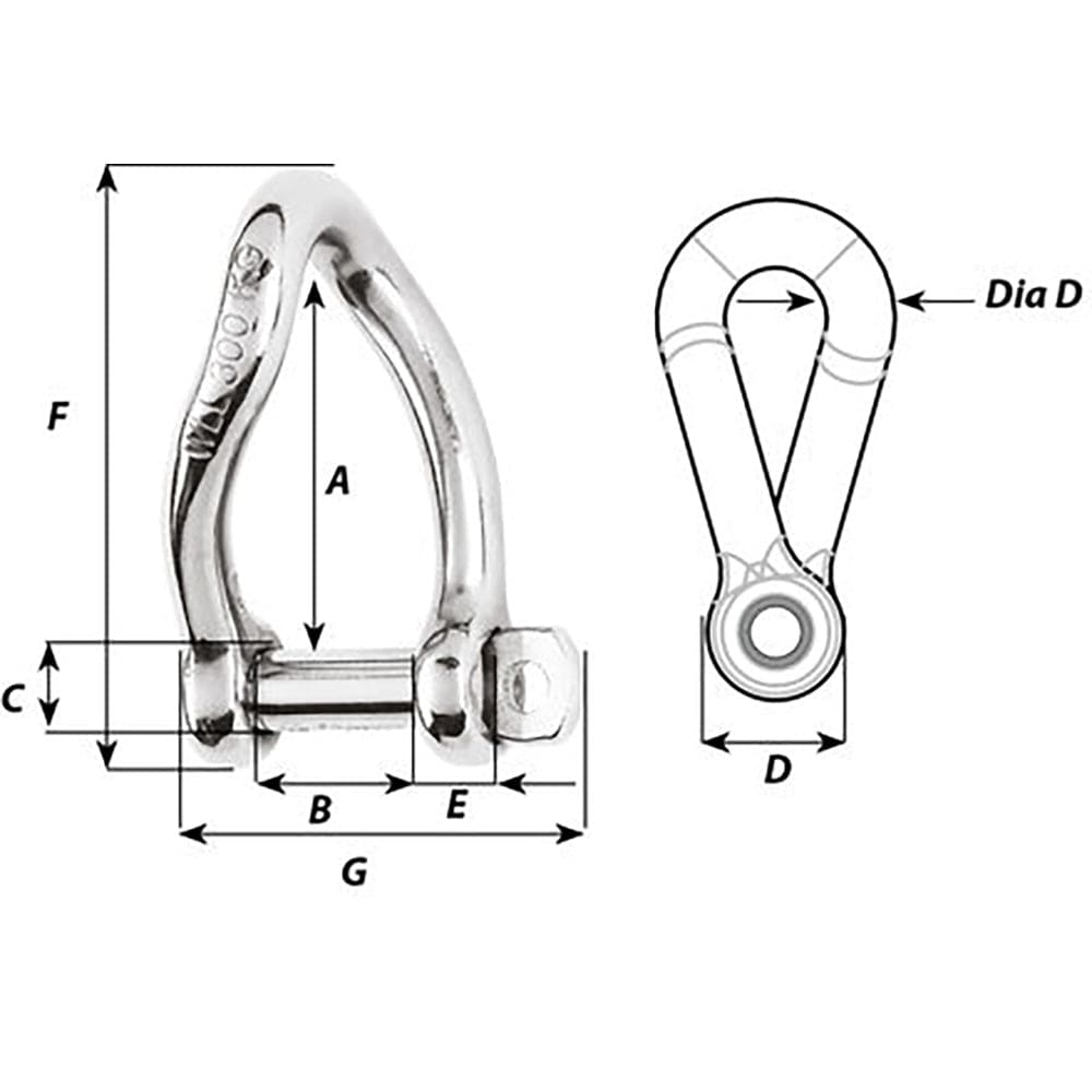 Wichard Self-Locking Twisted Shackle - 10mm Diameter - 13/32" [01225] - The Happy Skipper