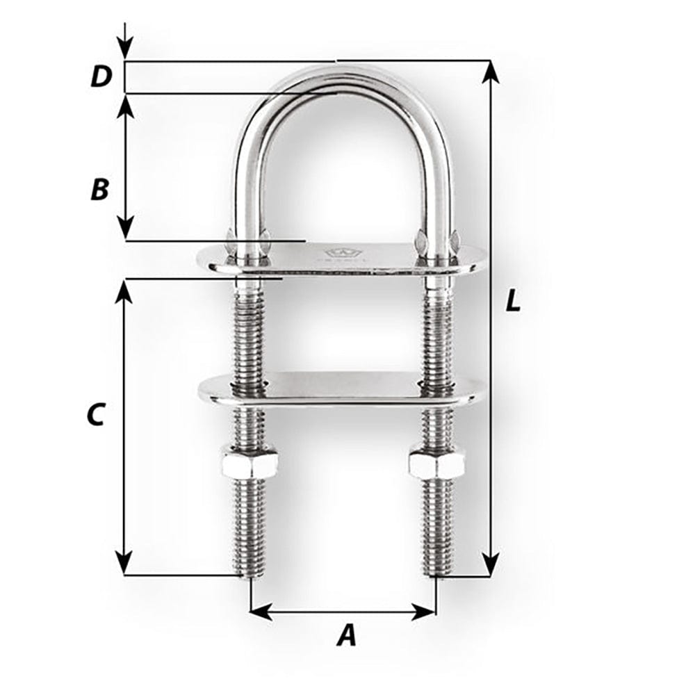 Wichard U-Bolt Pad Eye - 10mm Diameter - 25/64" - 90mm Length - 3-35/64" [06515] - The Happy Skipper